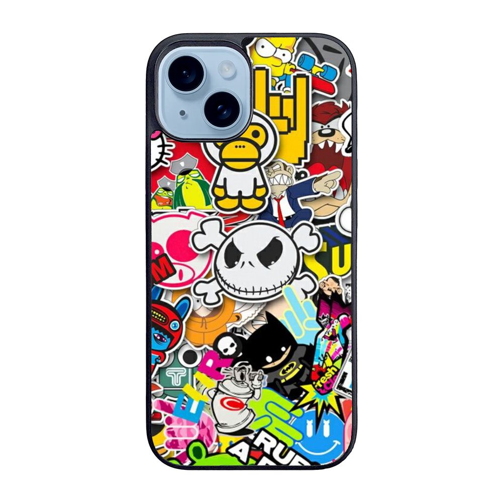 Stickerbomb Graffiti Art Collage Cool Case iPhone 15 Plus BC2596