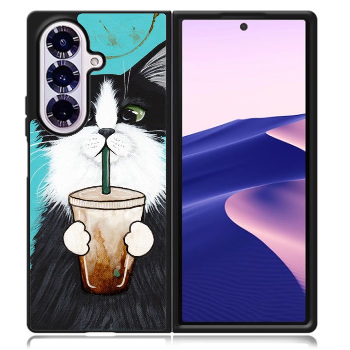 cute coffee cat Samsung Galaxy Z Fold 7 5G Case BC2297
