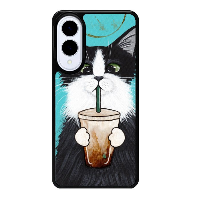 Cute Coffee Cat Samsung Galaxy S25 Edge Case Case