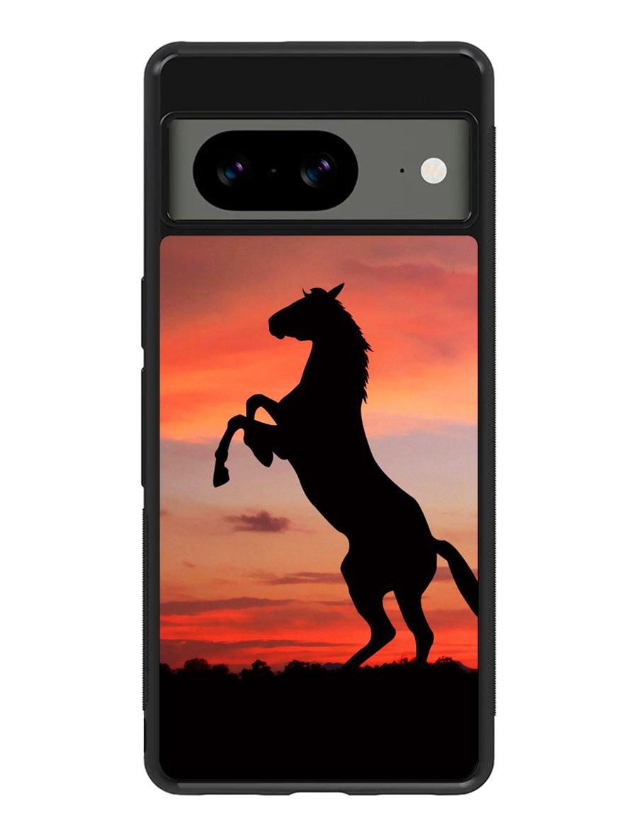 Horse Silhouette On Red Sunset Google Pixel 8a Case