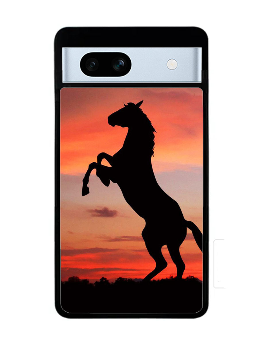 Horse Silhouette On Red Sunset Google Pixel 7A Case