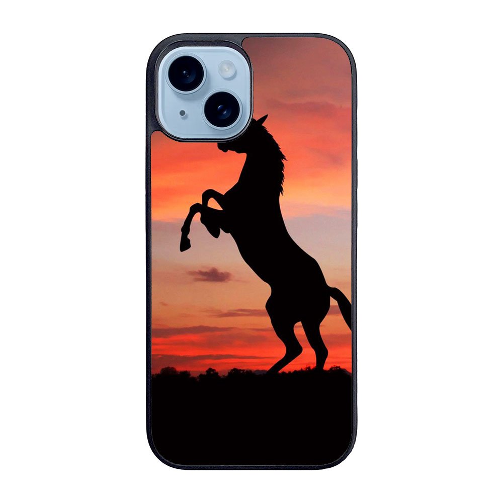 Horse Silhouette On Red Sunset Case iPhone 15 BC2540