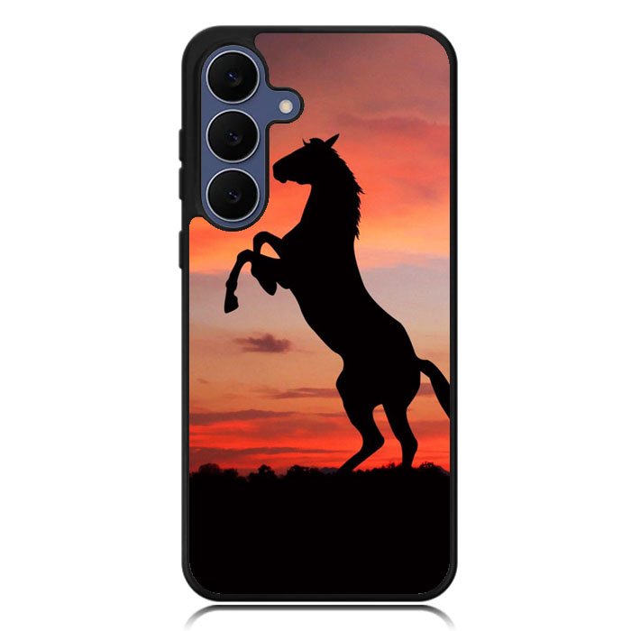 Horse Silhouette On Red Sunset Samsung Galaxy S25 FE Case BC2540