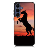 Horse Silhouette On Red Sunset Samsung Galaxy S25 FE Case BC2540
