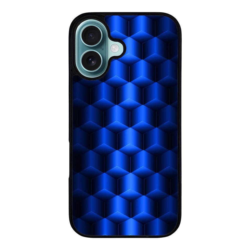 Abstract Blue Parallax Cubes Pattern Case iPhone 16 Plus BC0072