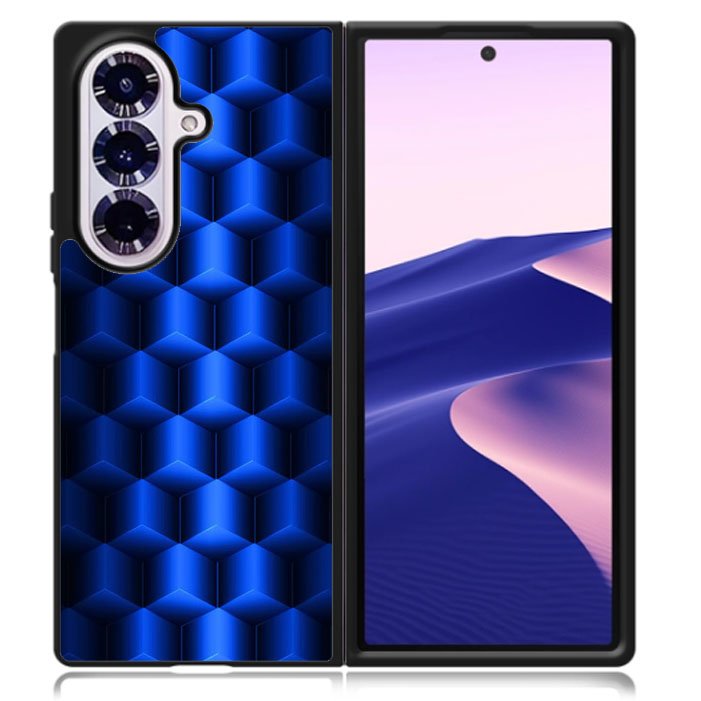 Abstract Blue Parallax Cubes Pattern Samsung Galaxy Z Fold 7 5G Case BC0072