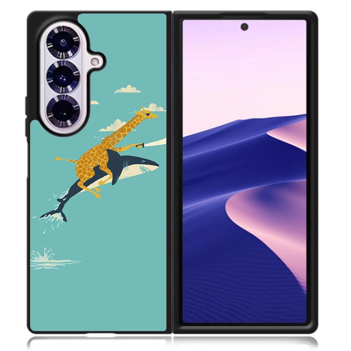Black Friday offer Giraffe Riding Shark Samsung Galaxy Z Fold 7 5G Case BC0079