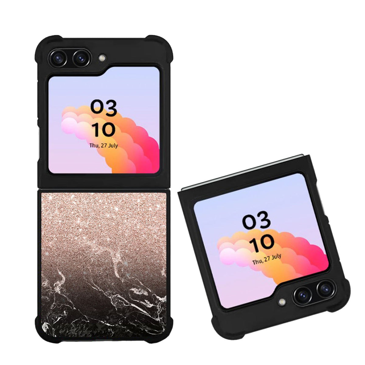 Modern rose gold ombre black marble Case Samsung Galaxy Z Flip 5 5G BC0027