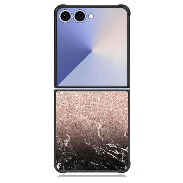 Modern rose gold ombre black marble Samsung Galaxy Z Flip 7 Case BC0027
