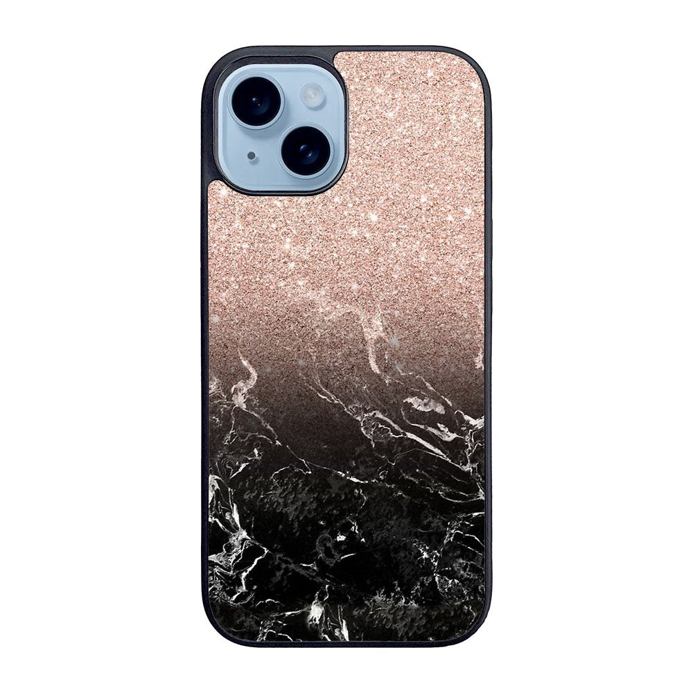Modern rose gold ombre black marble Case iPhone 15 Plus BC0027