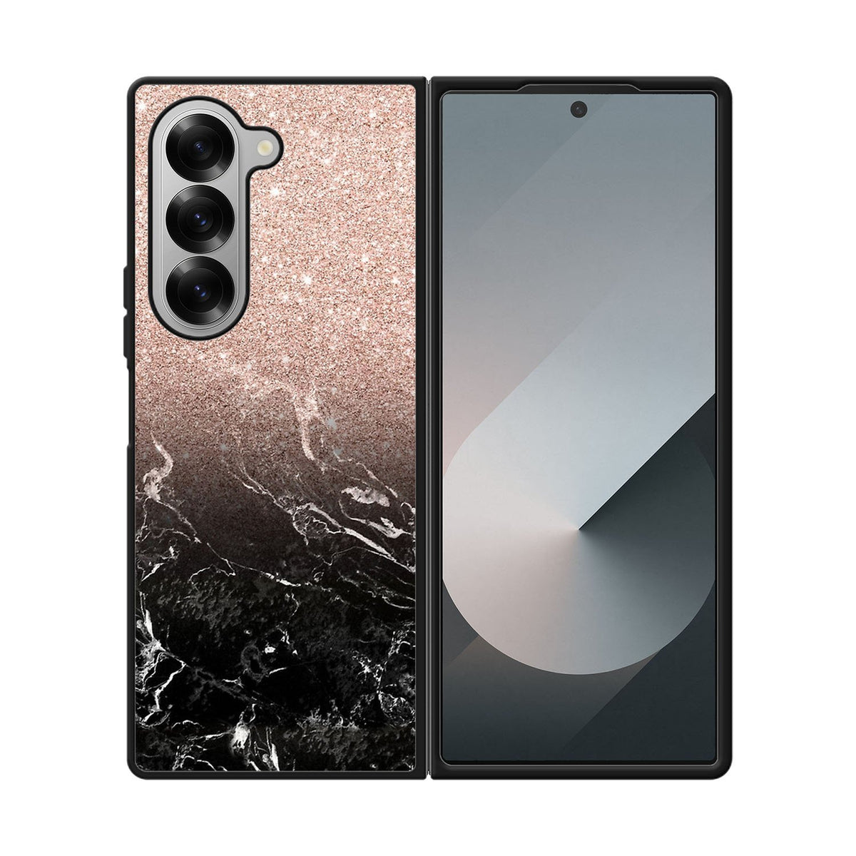 Modern rose gold ombre black marble Case Samsung Galaxy Z Fold 6 5G BC0027