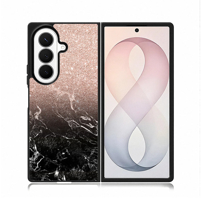 Modern rose gold ombre black marble Samsung Galaxy Z Fold 8 Ultra Case BC0027