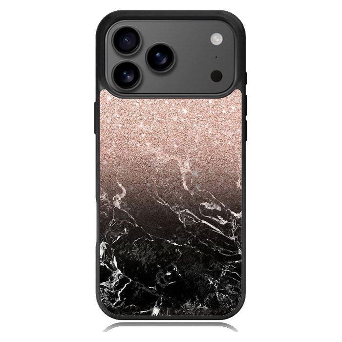 Modern rose gold ombre black marble iPhone 17 Pro Case BC0027