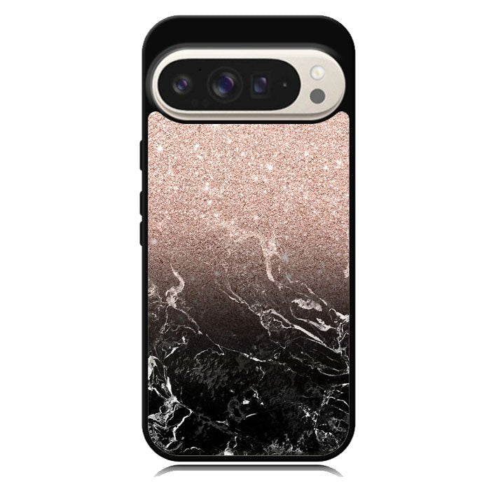 Modern rose gold ombre black marble Google Pixel 10 Pro XL Case BC0027