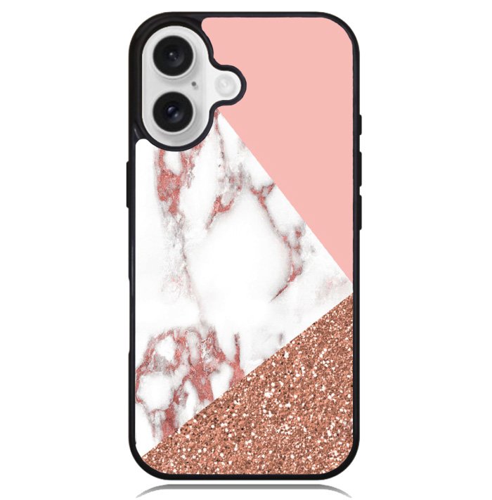 Mix Pink Marble and Gold Case iPhone 16 BC0026