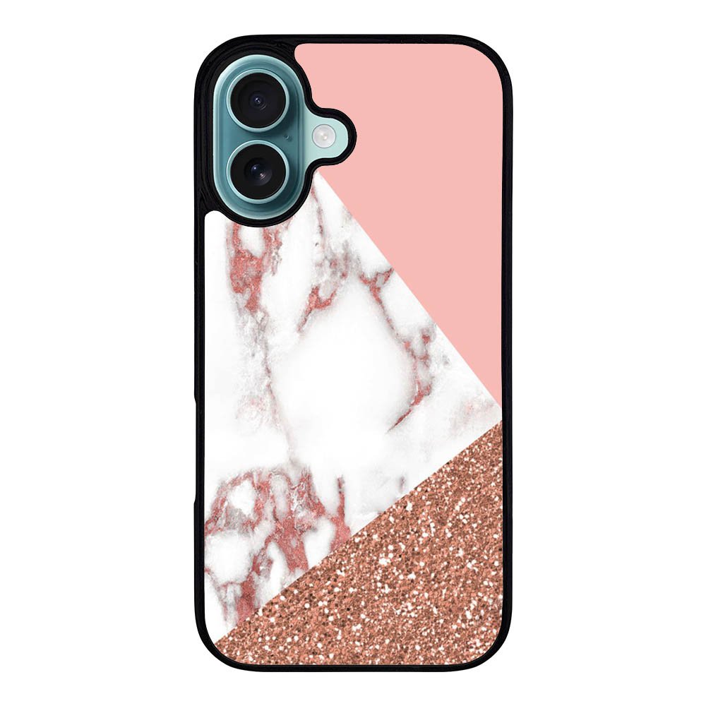 Mix Pink Marble and Gold Case iPhone 16 Plus BC0026