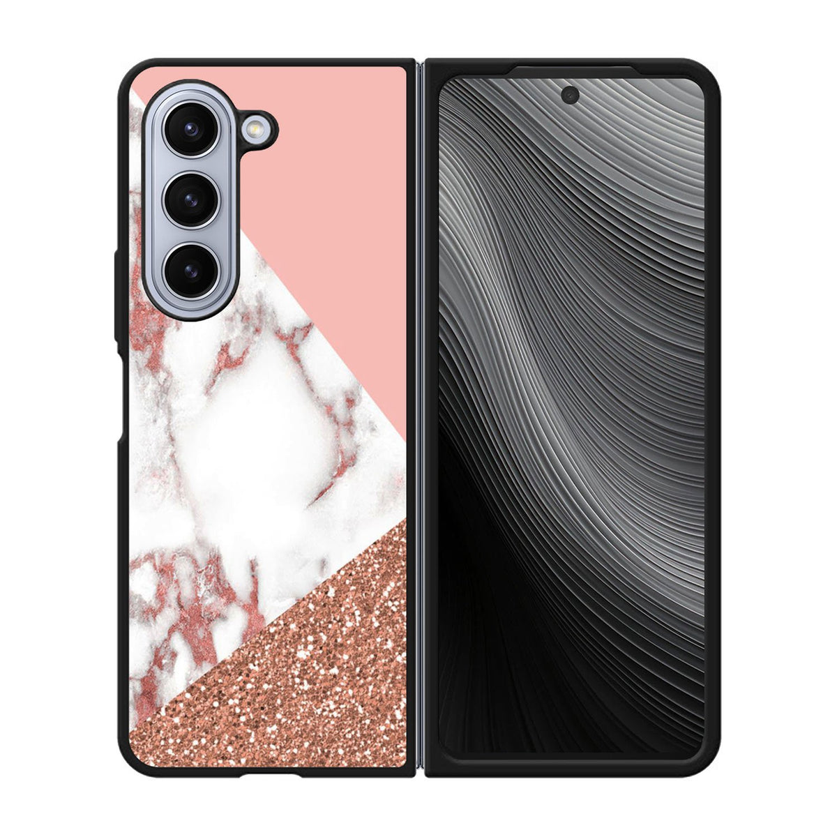 Mix Pink Marble and Gold Case Samsung Galaxy z Fold 5 5G BC0026