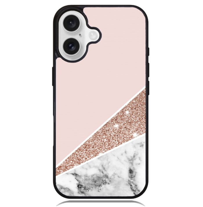 Pink Marble Glitter Case iPhone 16 BC0017