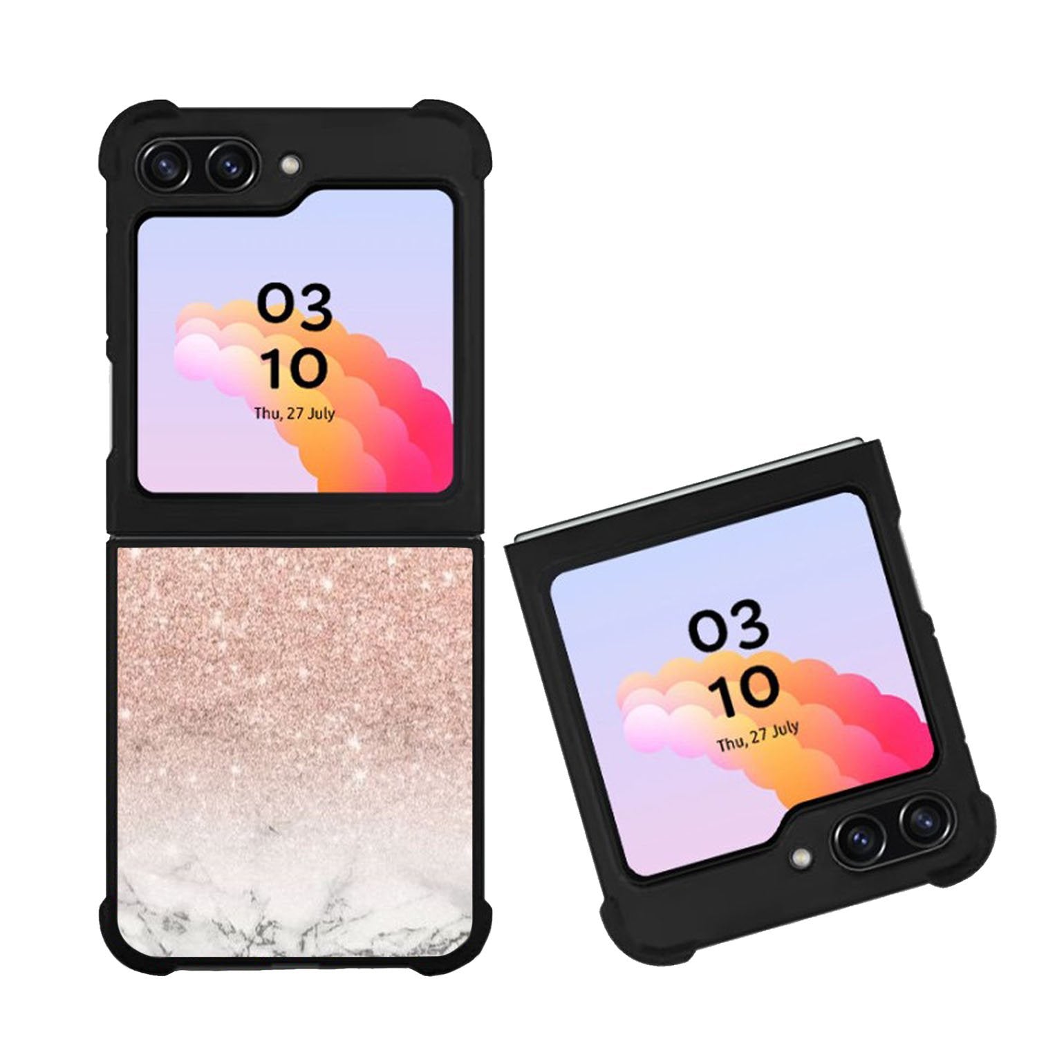 rose gold glitter ombre white marble Case Samsung Galaxy Z Flip 5 5G BC0020