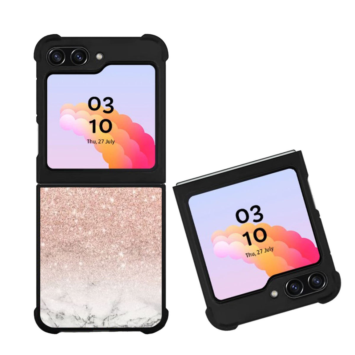rose gold glitter ombre white marble Case Samsung Galaxy Z Flip 5 5G BC0020