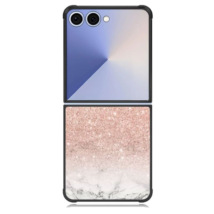 rose gold glitter ombre white marble Samsung Galaxy Z Flip 7 Case BC0020