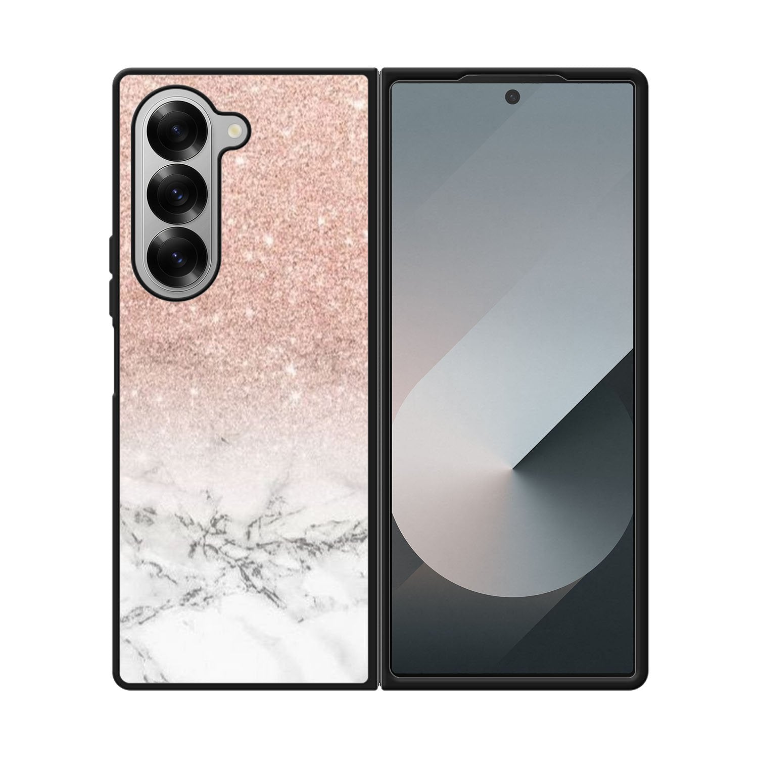 rose gold glitter ombre white marble Case Samsung Galaxy Z Fold 6 5G BC0020
