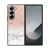 rose gold glitter ombre white marble Case Samsung Galaxy Z Fold 6 5G BC0020