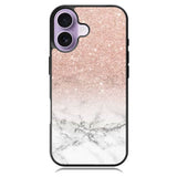 rose gold glitter ombre white marble iPhone 17 Case BC0020