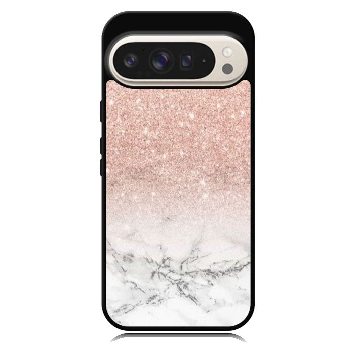rose gold glitter ombre white marble Google Pixel 10 | Google Pixel 10 Pro Case BC0020