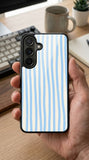 Stripes Blue White Protective Case Compatible with iPhone, Samsung & Google Pixel YW0085
