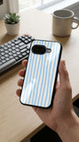 Stripes Blue White Protective Case Compatible with iPhone, Samsung & Google Pixel YW0085