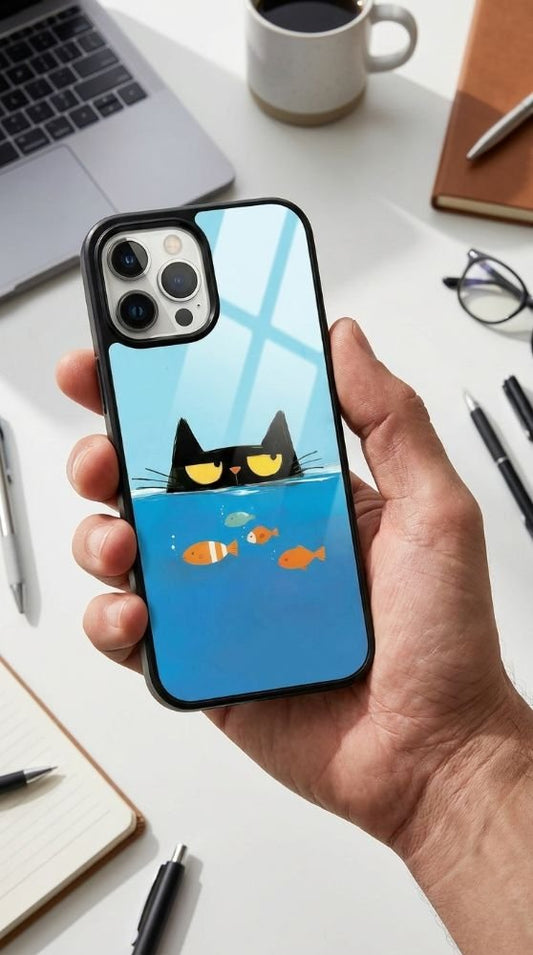 Cat And Fish Protective Case Compatible with iPhone, Samsung & Google Pixel YW0087