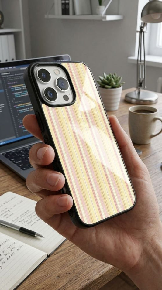 Yellow Pink Stripes Protective Case Compatible with iPhone, Samsung & Google Pixel YW0090