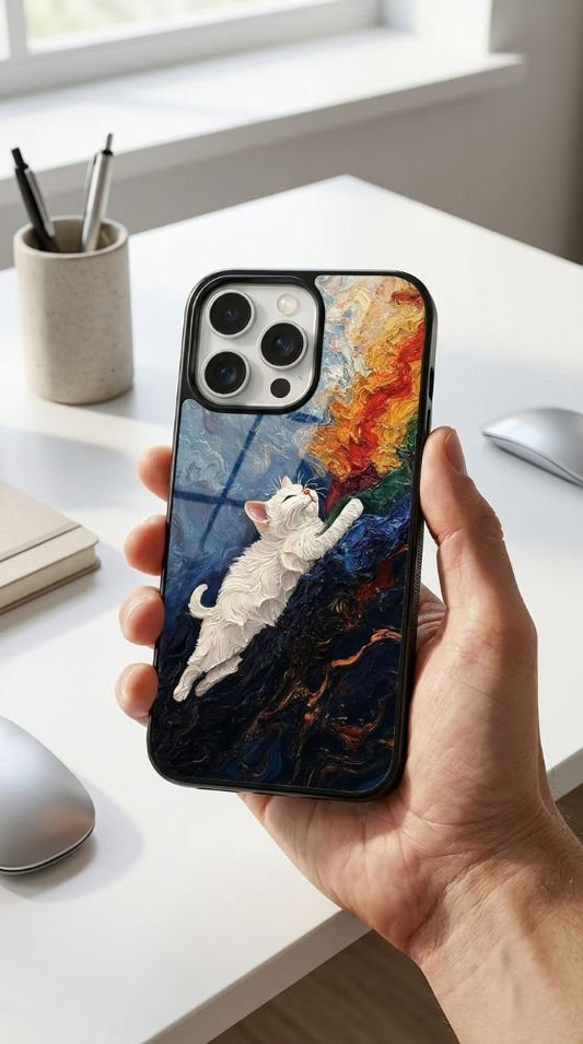 Cat Painting Protective Case Compatible with iPhone, Samsung & Google Pixel YW0095