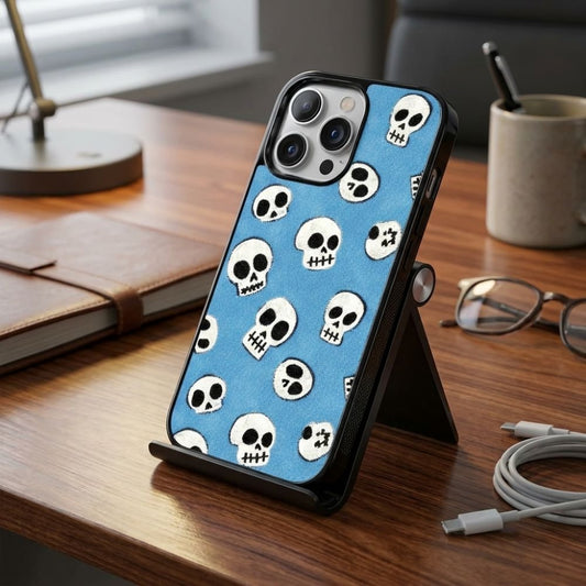 Skull Pattern Blue Protective Case Compatible with iPhone, Samsung & Google Pixel YW0101