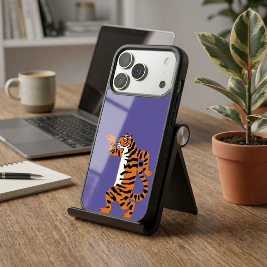 Tiger Dance Purple Protective Case Compatible with iPhone, Samsung & Google Pixel YW0108