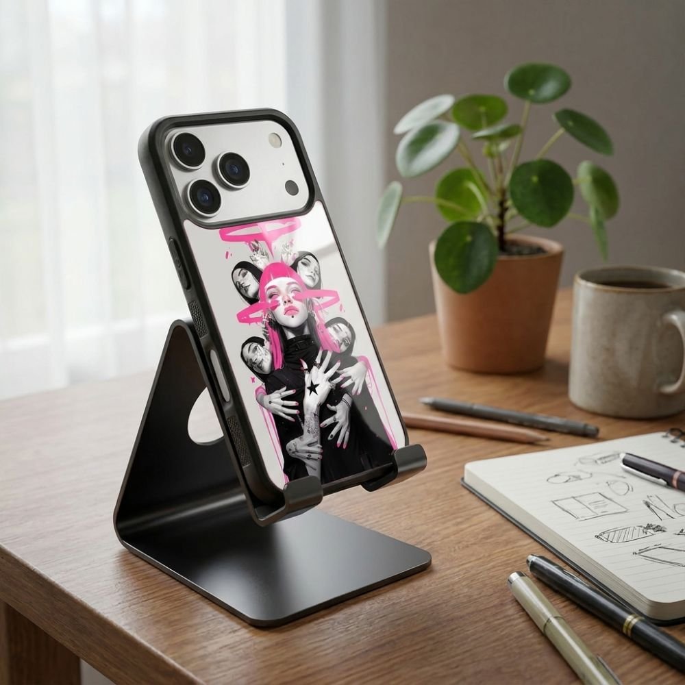 Girl Pink Star Protective Case Compatible with iPhone, Samsung & Google Pixel YW0109