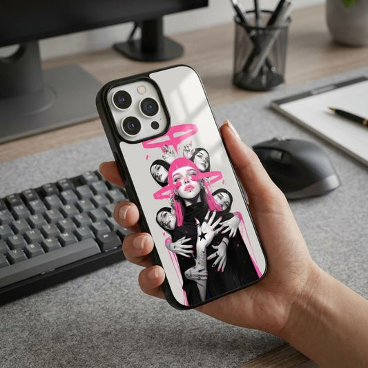 Girl Pink Star Protective Case Compatible with iPhone, Samsung & Google Pixel YW0109