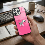 Zebra Art Pink Protective Case Compatible with iPhone, Samsung & Google Pixel YW0115
