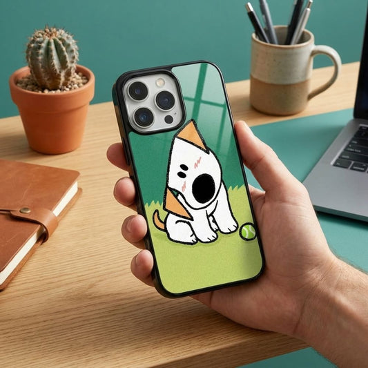 Cute Dog With Ball Protective Case Compatible with iPhone, Samsung & Google Pixel YW0121