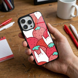 Rabbit On Strawberry Protective Case Compatible with iPhone, Samsung & Google Pixel YW0138