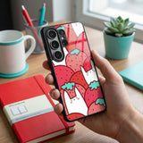 Rabbit On Strawberry Protective Case Compatible with iPhone, Samsung & Google Pixel YW0138