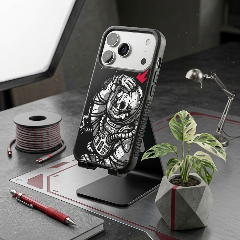 Space Skull Protective Case Compatible with iPhone, Samsung & Google Pixel YW0160