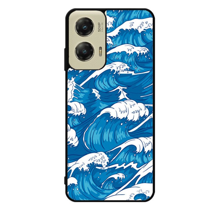 storm waves seamless pattern raging ocean water sea Z8009 Motorola Moto G Stylus 5G 2024 Case