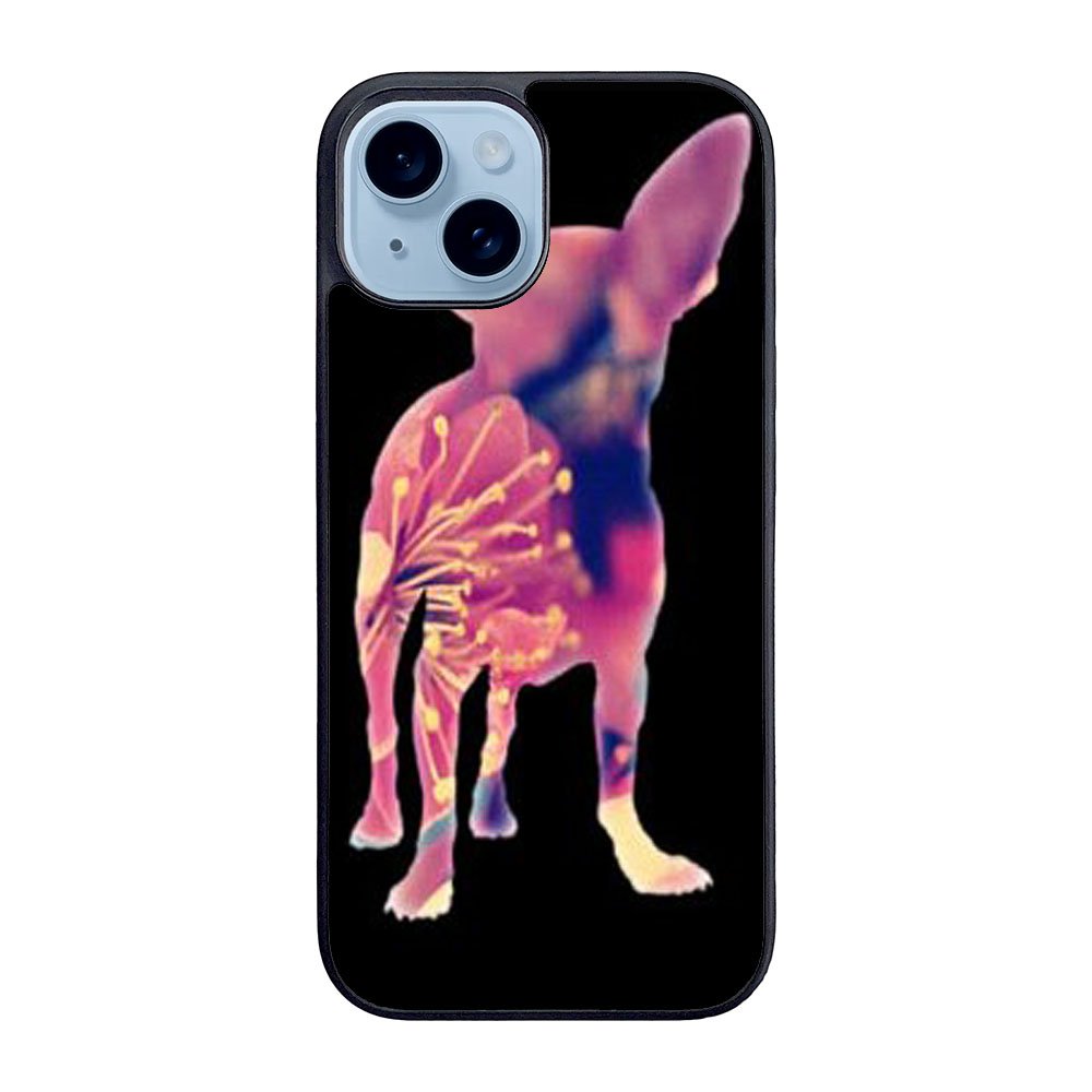 Chihuahua Dog Silhouette Rose Blossom Case iPhone 15 BC1707