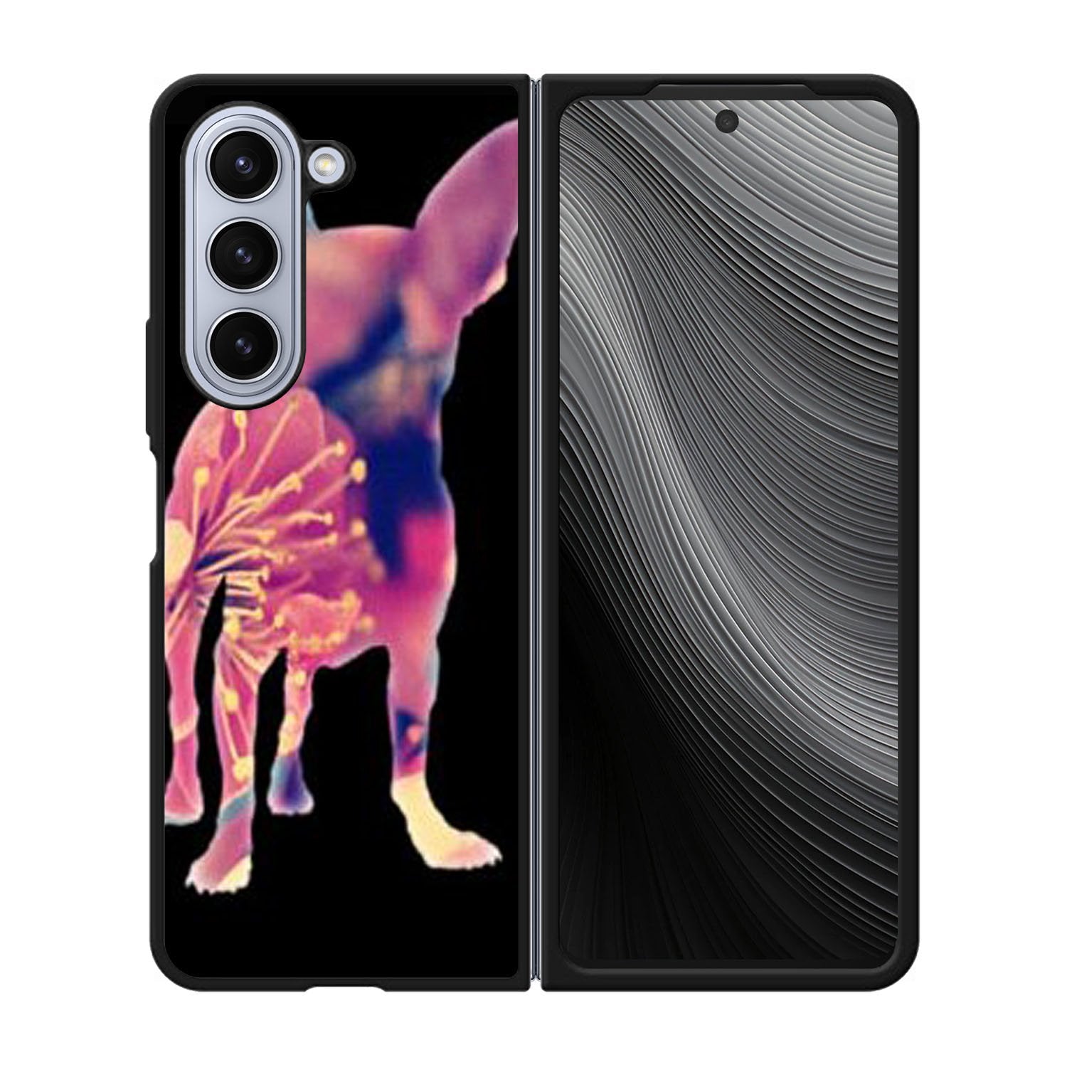 Chihuahua Dog Silhouette Rose Blossom Case Samsung Galaxy z Fold 5 5G BC1707