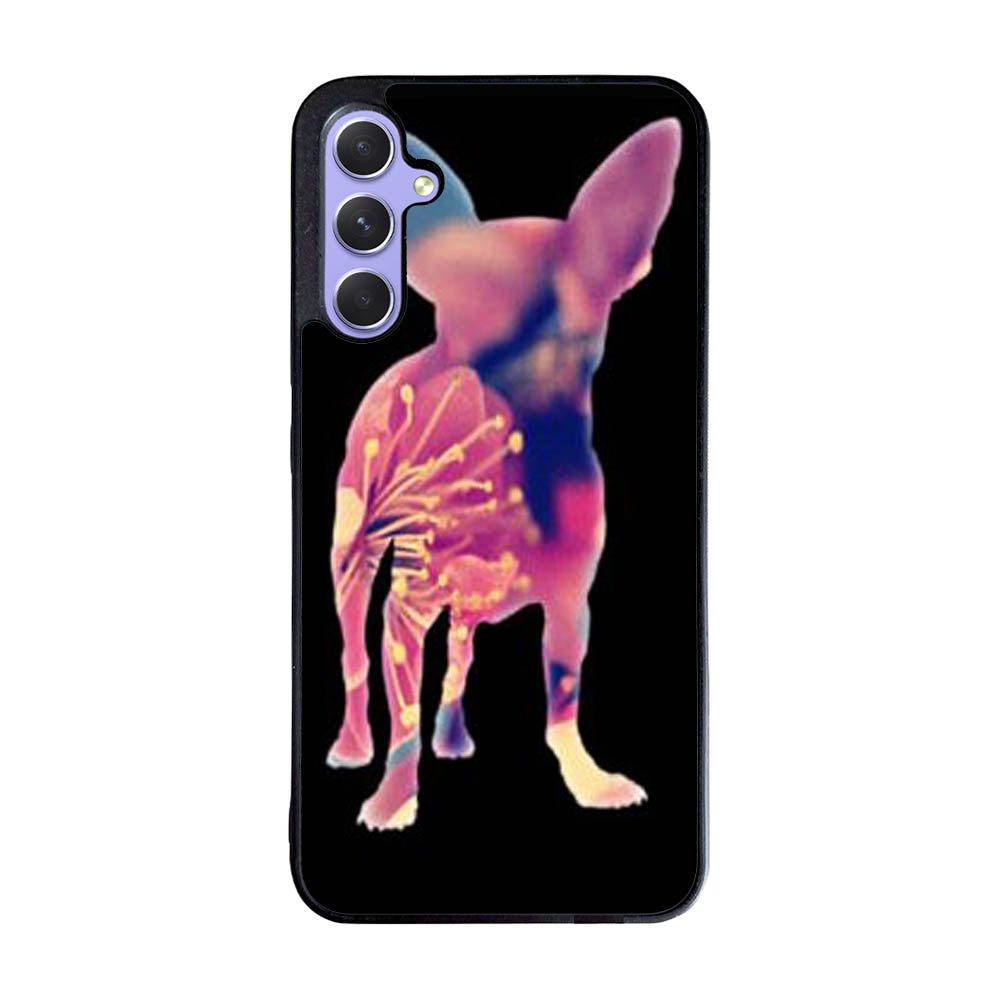Chihuahua Dog Silhouette Rose Blossom Case Samsung Galaxy A35 5G BC1707