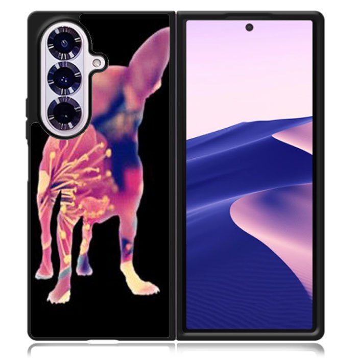 Chihuahua Dog Silhouette Rose Blossom Samsung Galaxy Z Fold 7 5G Case BC1707