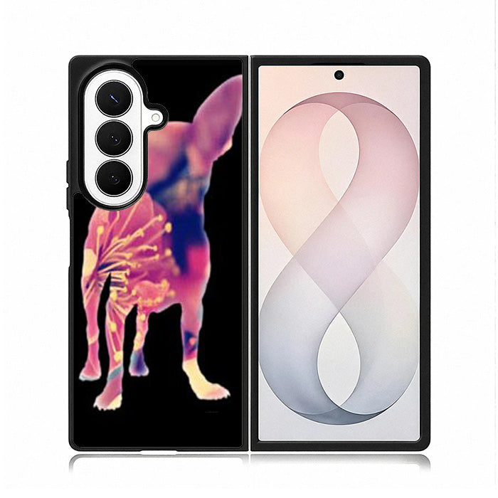 Chihuahua Dog Silhouette Rose Blossom Samsung Galaxy Z Fold 8 Ultra Case BC1707