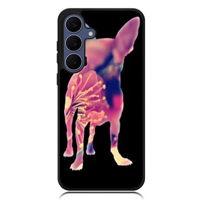 Chihuahua Dog Silhouette Rose Blossom Samsung Galaxy S25 FE Case BC1707